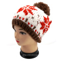 Hot Sale Jacquard Hand Knit Hat with POM POM